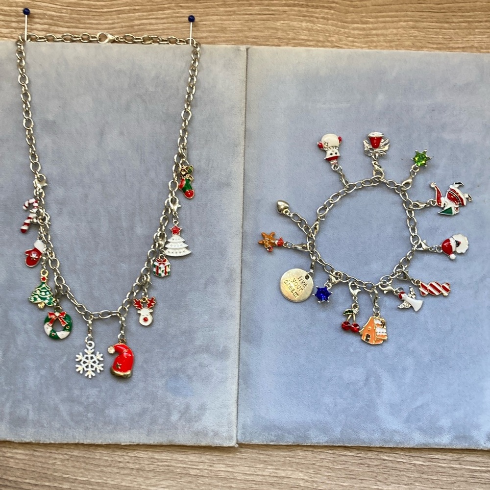 Christmas charms necklace and bracelet